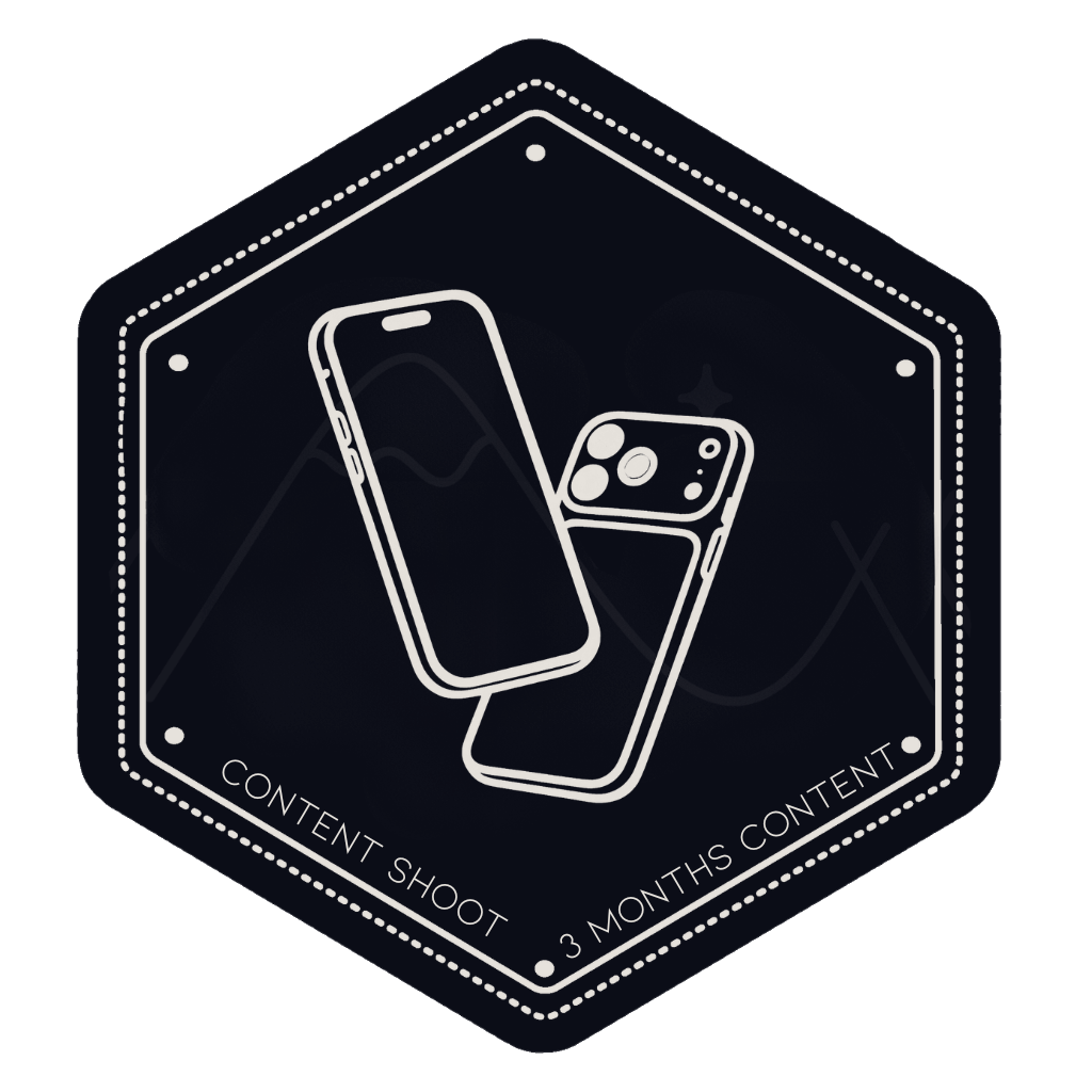 Content shoot patch with two phones, reading content shoot and 3 months content