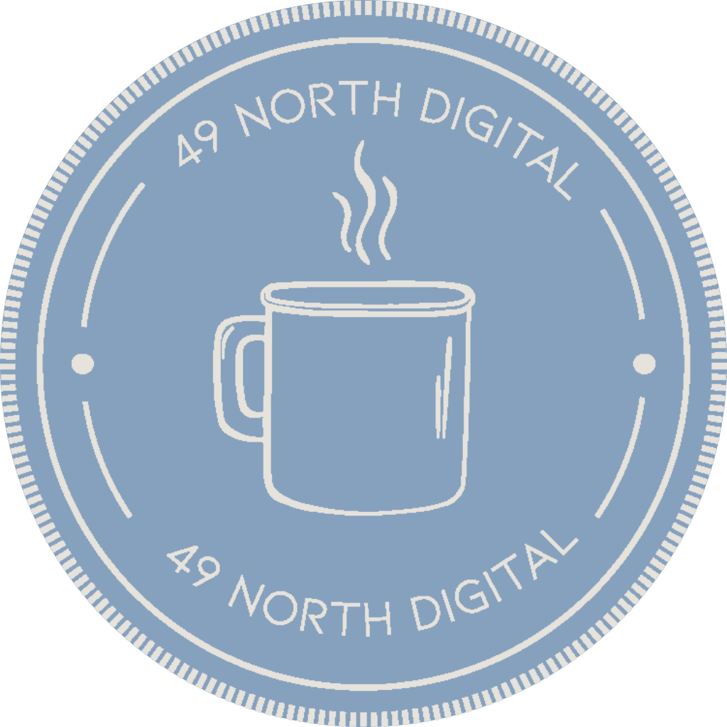 49 North Digital badge with an enamel mug illustration